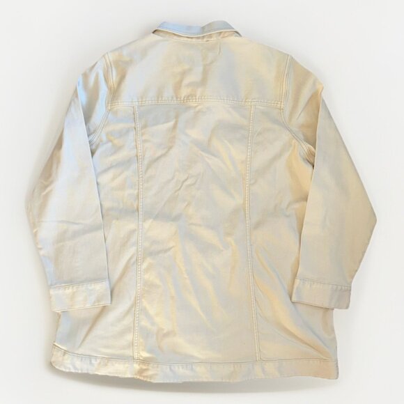 Liverpool LA Classic Stretch Denim Jean Jacket Women's Size 2X Beige Fall Layers - Picture 2 of 8